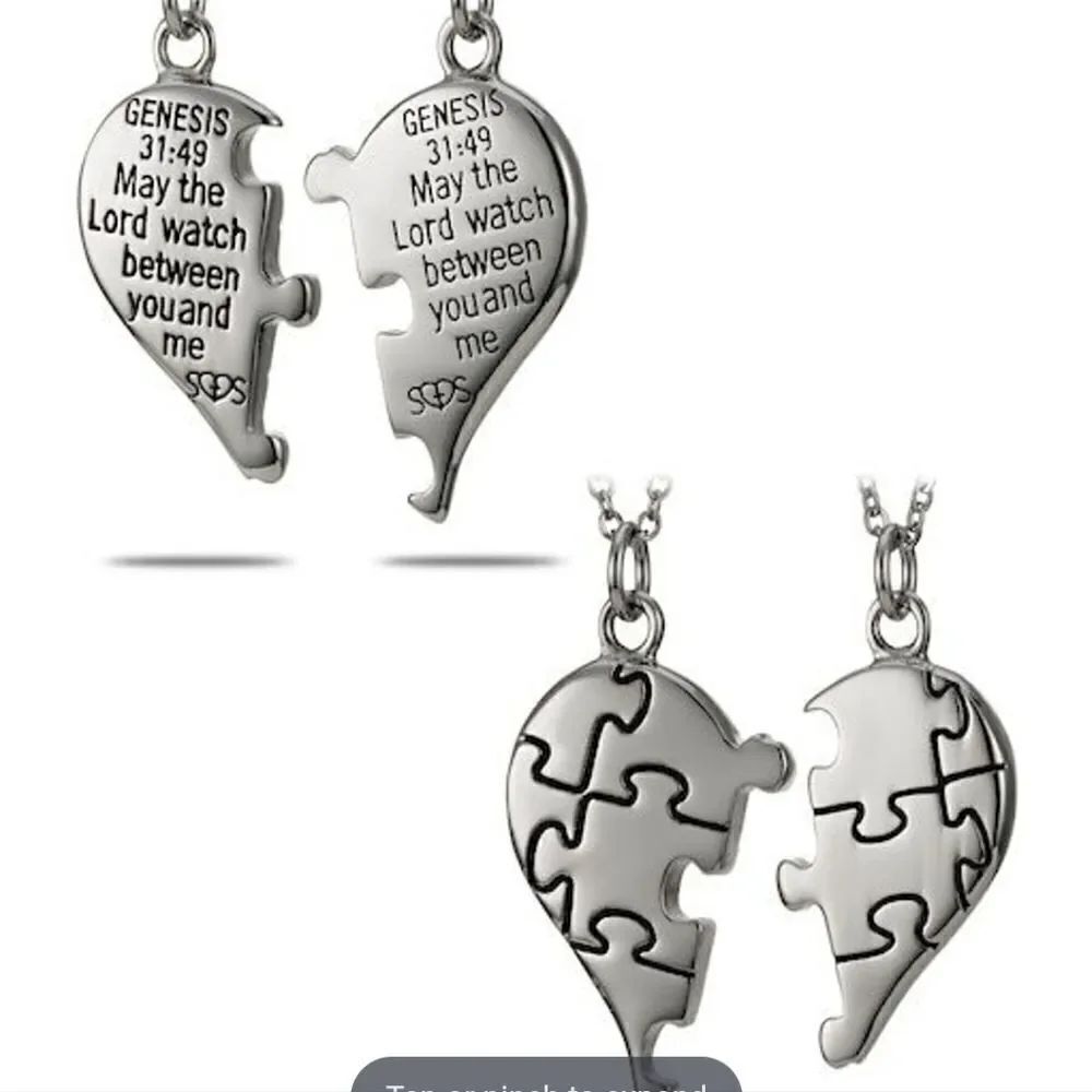 Shields Of Strength Stainless Steel Puzzle Piece Split Heart Necklace-Genesis 31